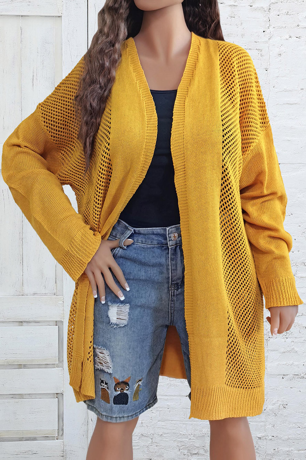 Plus Size  Long Sleeve Open Front Cardigan