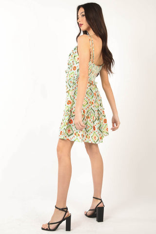 Floral Back Smocked Ruffled Mini Dress