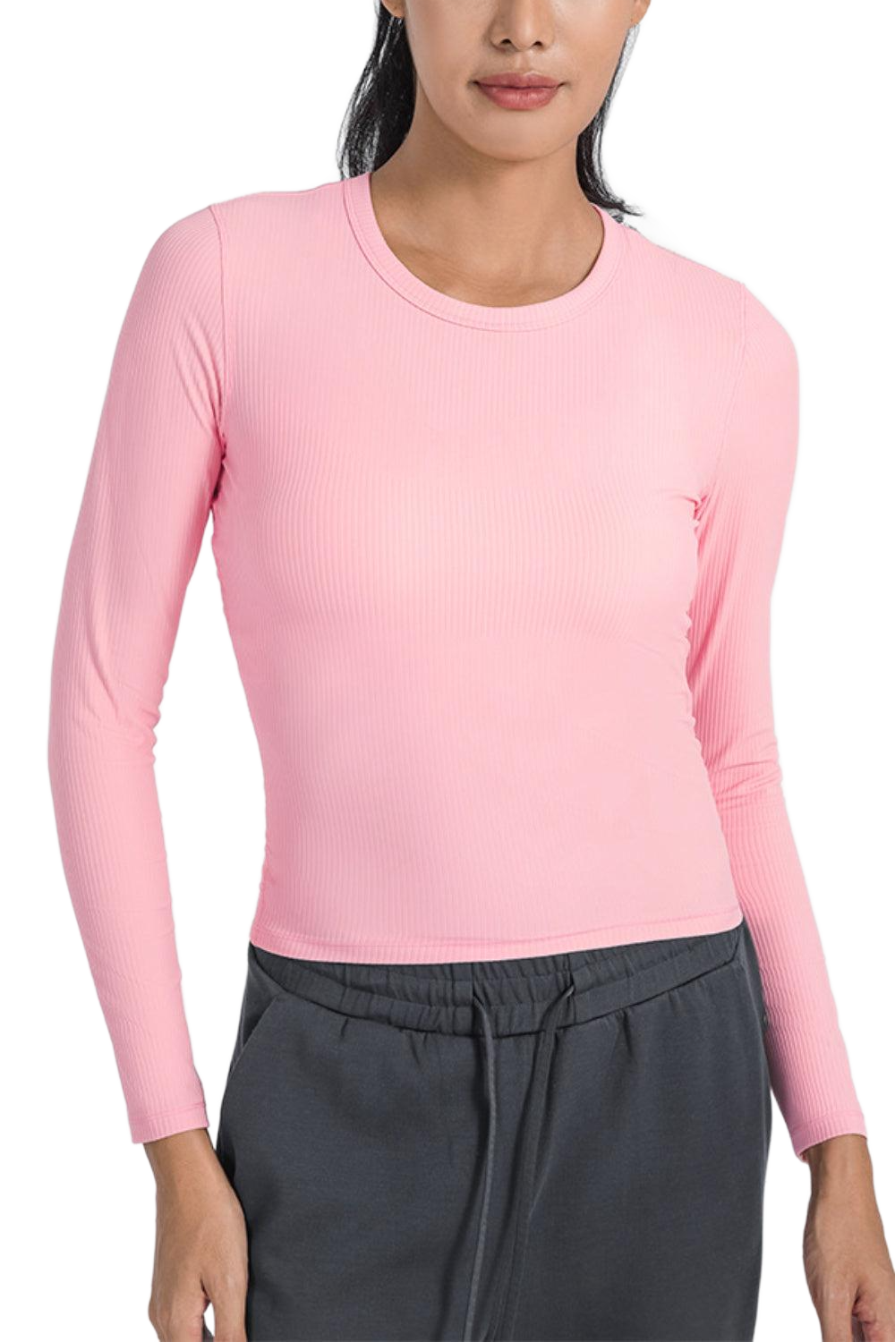 Round Neck Long Sleeve Sports Top