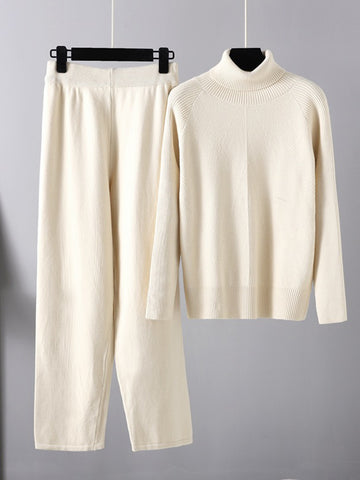 Basic Bea Turtleneck Raglan Sleeve Top and Pants Sweater Set