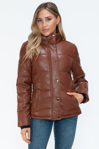 PMI Pocketed Zip Up Turtleneck Puffer Jacket