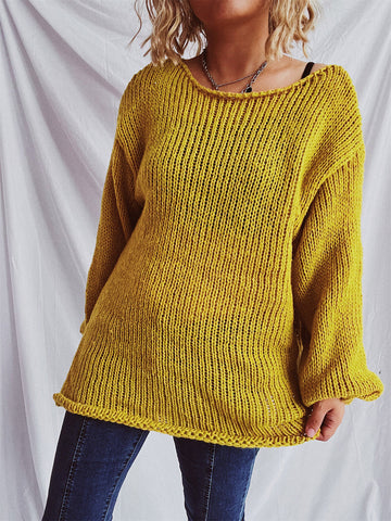 Boat Neck Dropped Shoulder Sweater