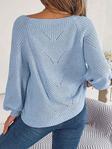 Buttoned Square Neck Sweater