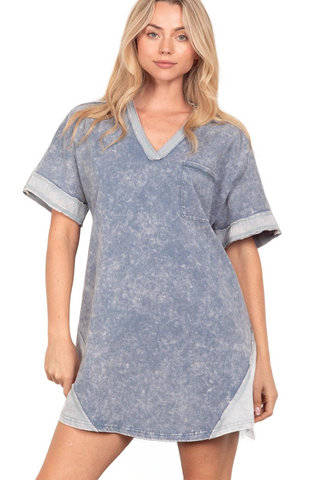 Short Sleeve V-Neck Tee Dress