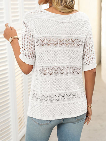 Round Neck Half Sleeve Knit Top