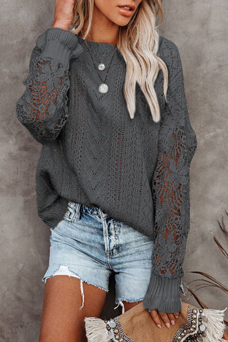 Lantern Sleeve Dropped Shoulder Sweater