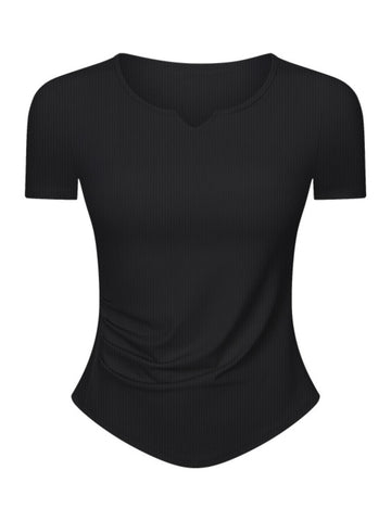 Notched Short Sleeve Active T-Shirt