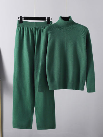 Basic Bea Turtleneck Raglan Sleeve Top and Pants Sweater Set