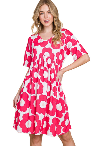 Flower Print Ruched Dress