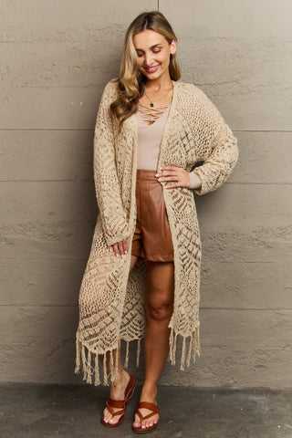 HEY SON Oho Chic Full Size Western Knit Fringe Cardigan