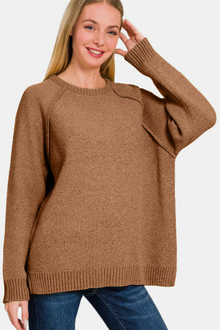 Ze nana Side Slit Raglan Sleeve Sweater