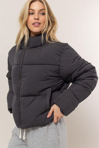 HAVE Quilted Back Drawstring Puffer Jacket