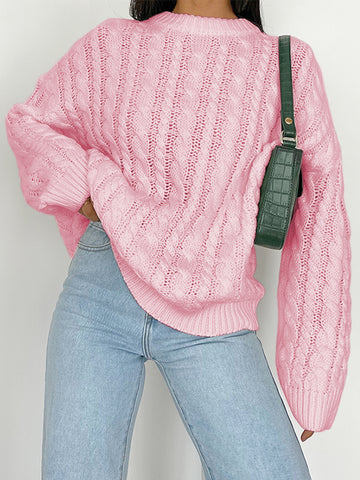 Round Sleeve Cable-Knit Sweater