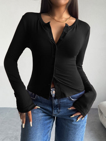 Button Up Long Sleeve T-Shirt