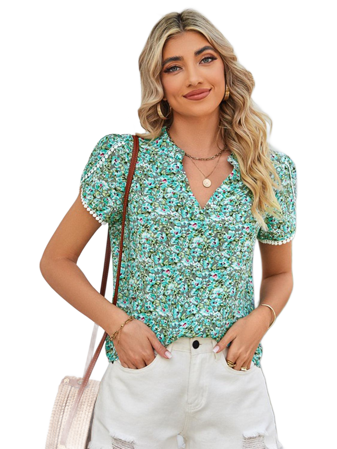 Floral Notched Neck Blouse