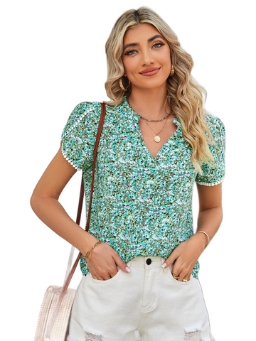 Floral Notched Neck Blouse