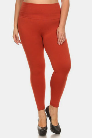 Full Size Seamless High Waist Fleece Leggings