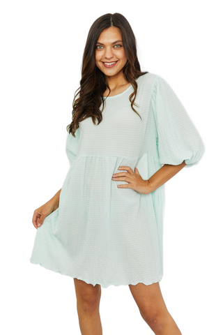 She's The One Full Size Puff Sleeve Mini Dress