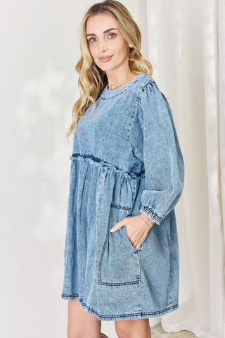 Full Size Oversized Denim Baby doll Dress