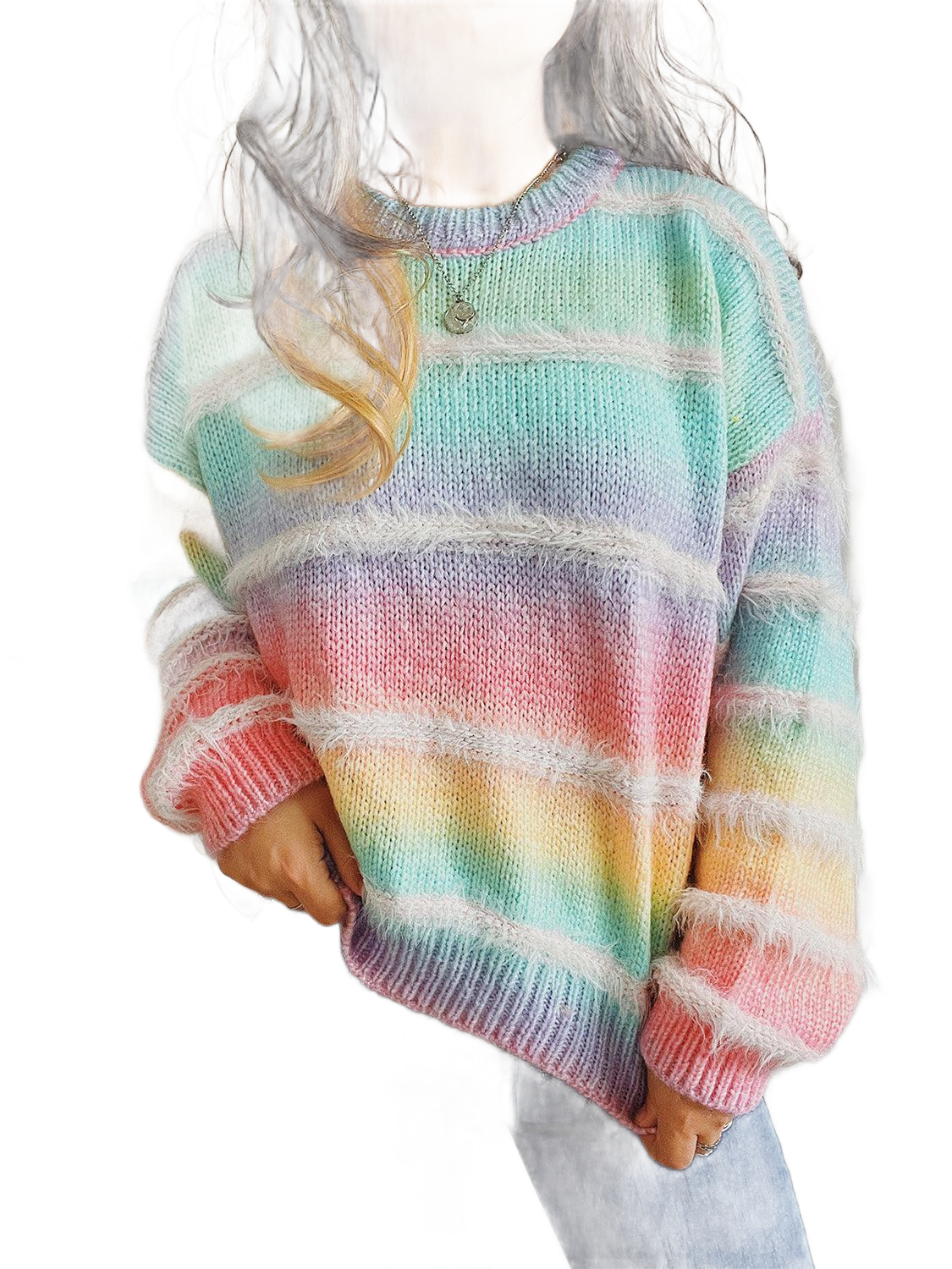 Striped Round Neck Long Sleeve Sweater