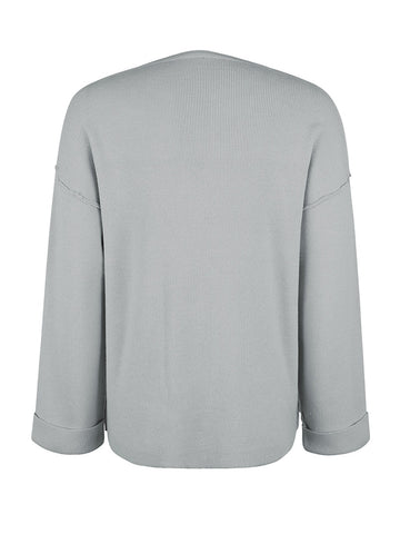 Notched Dropped Shoulder Sweater