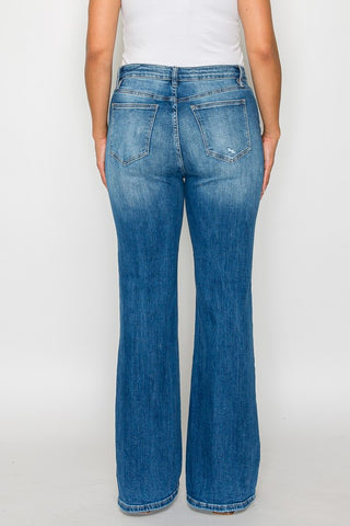 Full Size Distressed High Rise Jeans with Pockets