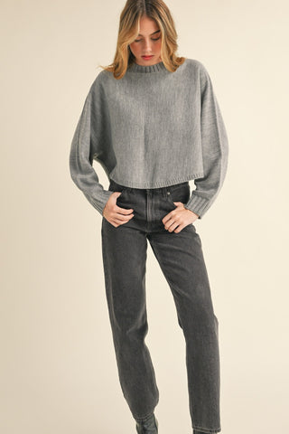 Mable Round Neck  Sleeve Cropped Sweater