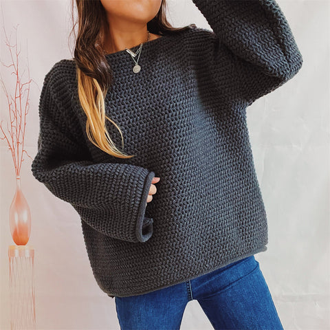 Boat Neck Long Sleeve Sweater