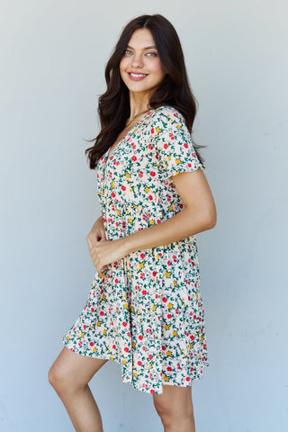 Full Size V-Neck Ruffle Sleeve Floral Dress