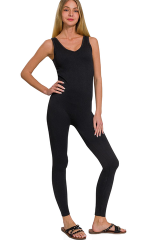 Ribbed Bra Padded Sports Seamless Jumpsuit