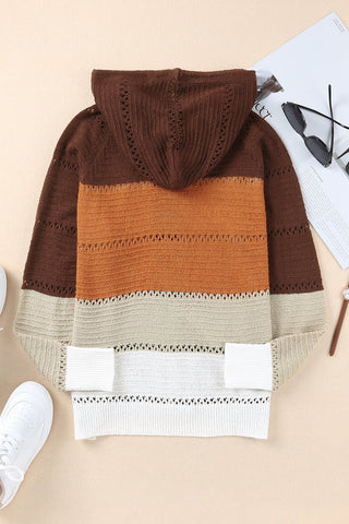 Zip-Up Raglan Sleeve Openwork Hooded Cardigan | Hoodies For All Kind