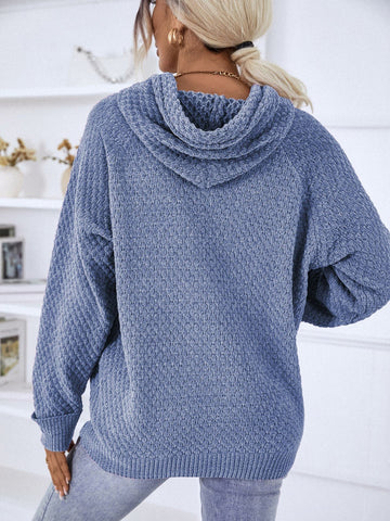 Texture Drawstring Long Sleeve Hooded Sweater | Hoodies For All Kind