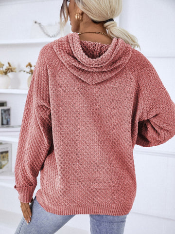 Texture Drawstring Long Sleeve Hooded Sweater | Hoodies For All Kind