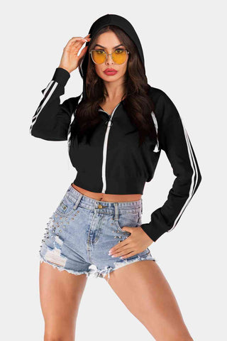 Stripe Cropped Jacket Hoodies For All Kind