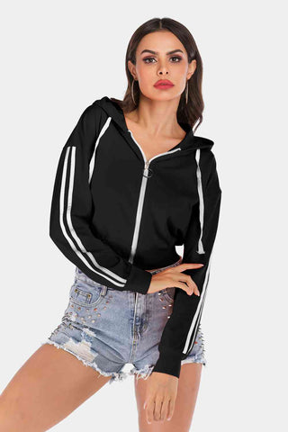 Stripe Cropped Jacket Hoodies For All Kind