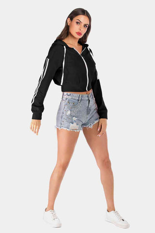 Stripe Cropped Jacket Hoodies For All Kind