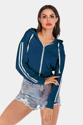 Stripe Cropped Jacket Hoodies For All Kind