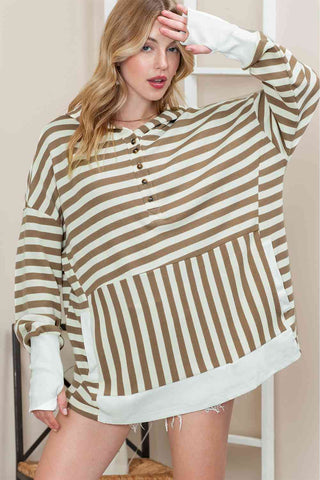 Striped Button Hoodie Hoodies For All Kind