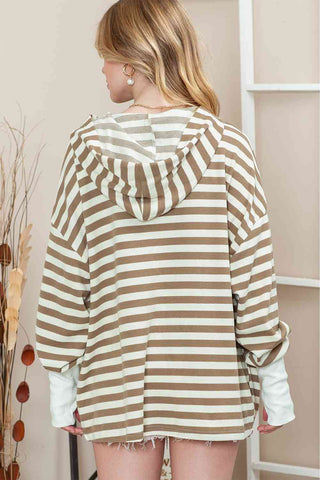 Striped Button Hoodie Hoodies For All Kind