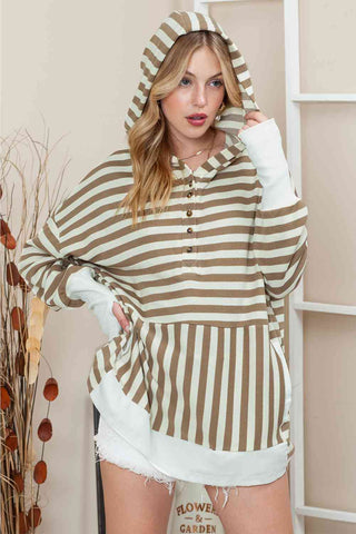 Striped Button Hoodie Hoodies For All Kind