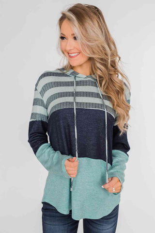 Striped Drawstring Hoodie Hoodies For All Kind