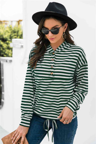 Striped Half-Button Hoodie Hoodies For All Kind