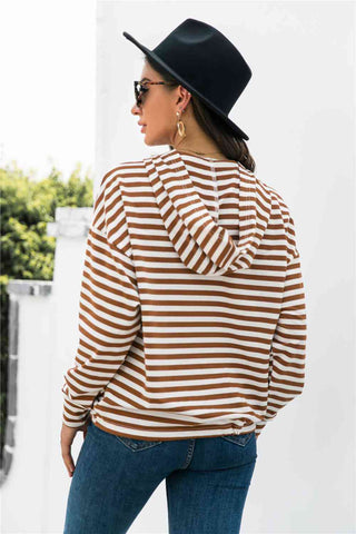 Striped Half-Button Hoodie Hoodies For All Kind