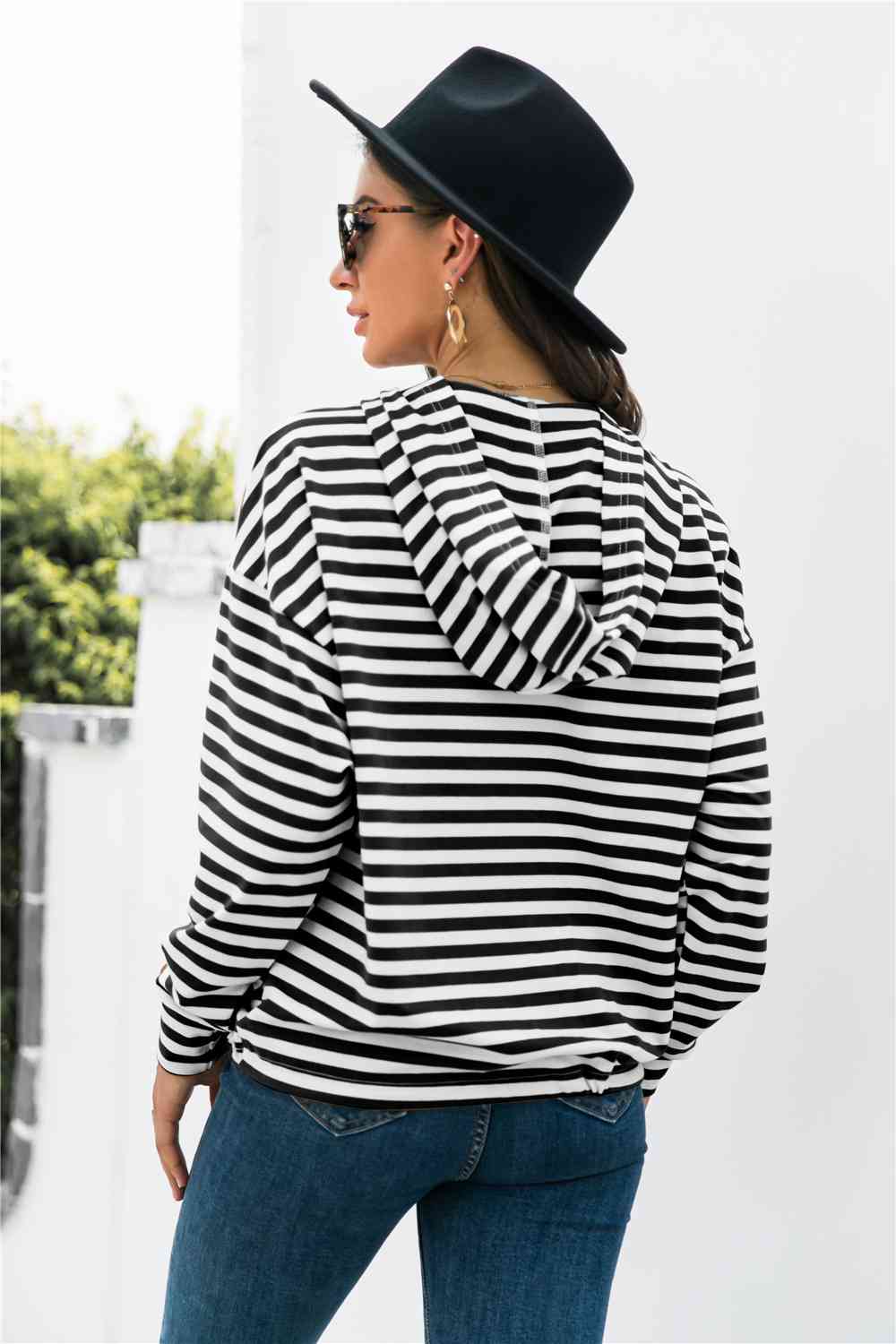 Striped Half-Button Hoodie Hoodies For All Kind