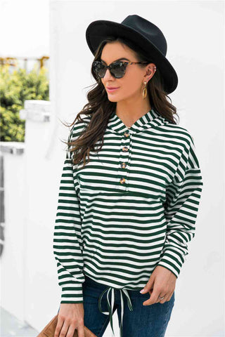 Striped Half-Button Hoodie Hoodies For All Kind