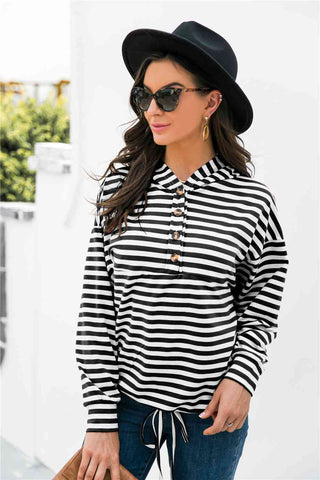 Striped Half-Button Hoodie Hoodies For All Kind