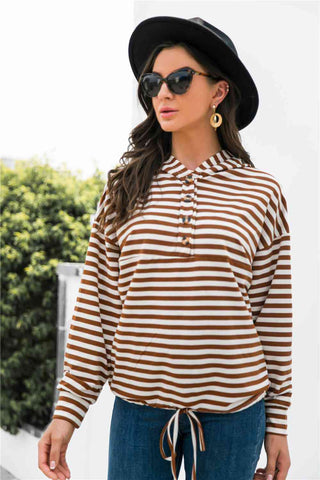 Striped Half-Button Hoodie Hoodies For All Kind