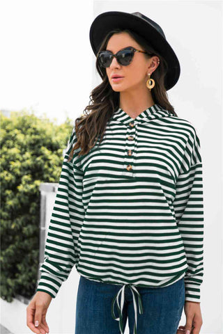 Striped Half-Button Hoodie Hoodies For All Kind