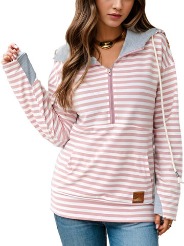 Striped Half-Zip Hoodie Hoodies For All Kind