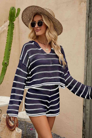 Striped Knit Set Hoodies For All Kind